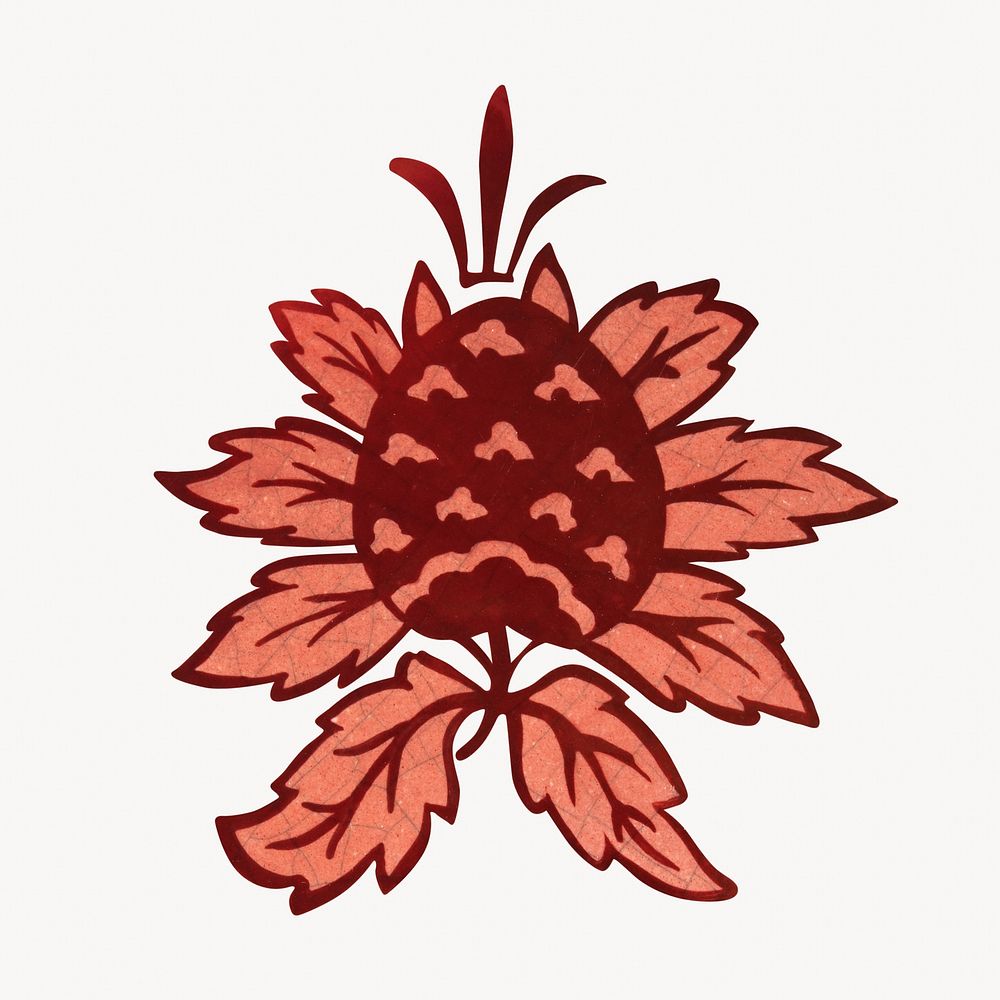 Pink vintage flower, botanical illustration.  Remastered by rawpixel