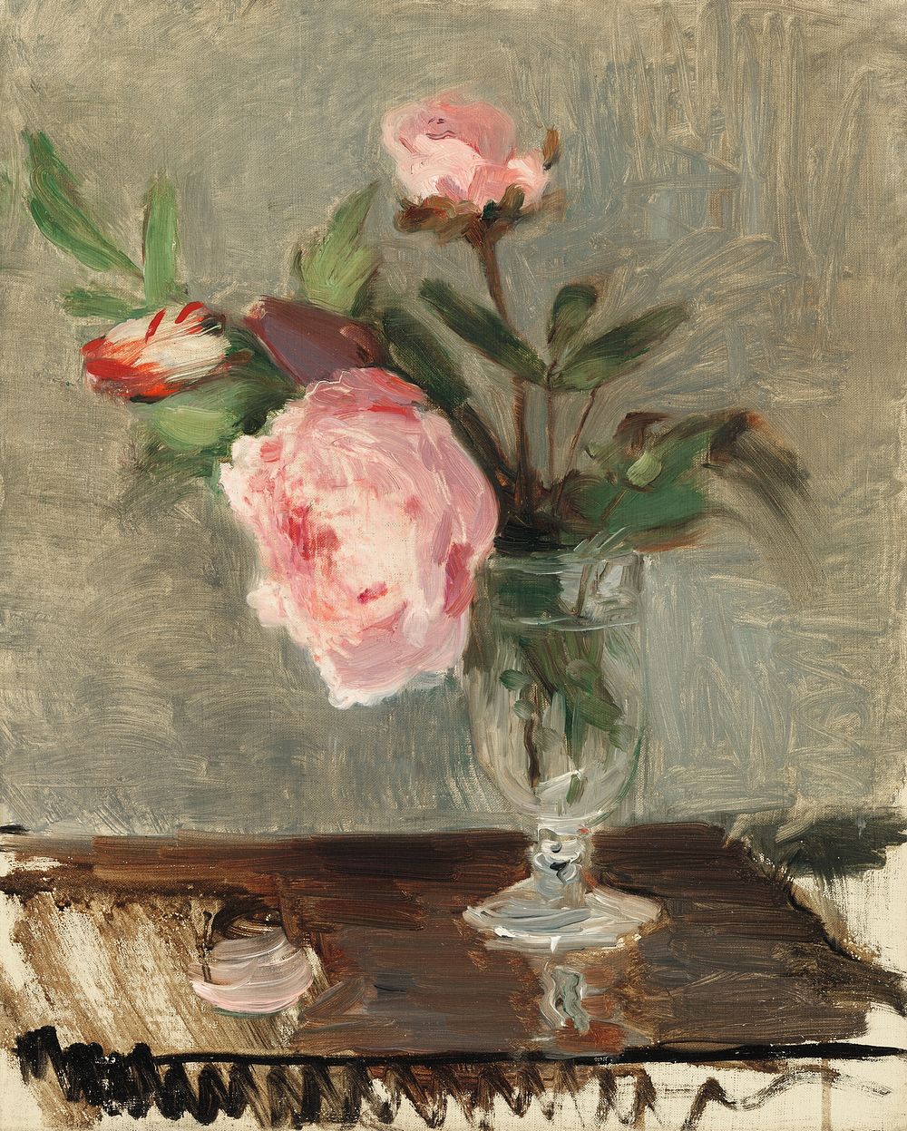 Aesthetic peonies painting. Original public domain image by Berthe Morisot from the National Gallery of Art. Digitally…