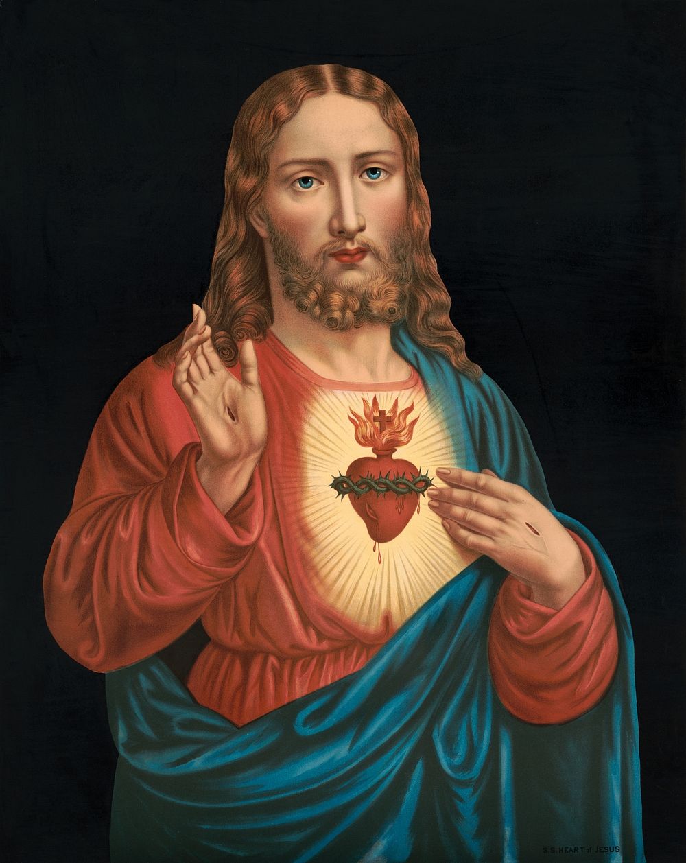 Heart of Jesus, aesthetic chromolithograph. Original public domain image from the Library of Congress. Digitally enhanced by…