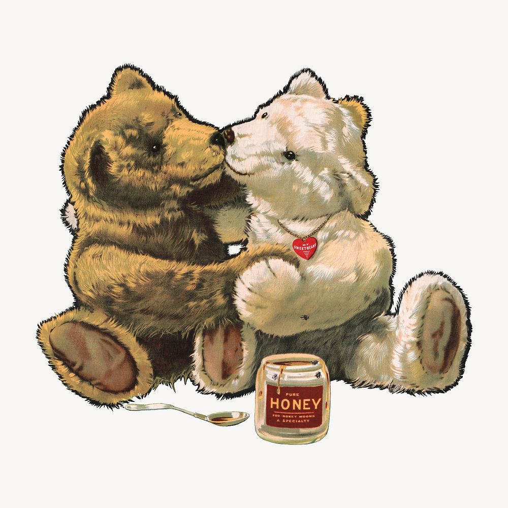Aesthetic vintage bears illustration.  Remastered by rawpixel