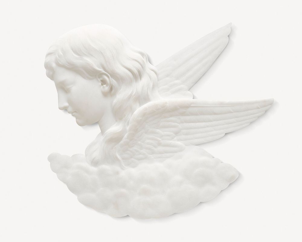 Aesthetic angel marble sculpture.  Remastered by rawpixel