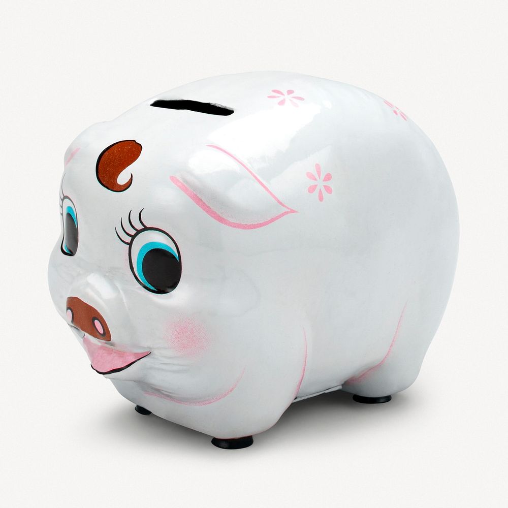 Aesthetic piggy bank psd.  Remastered by rawpixel