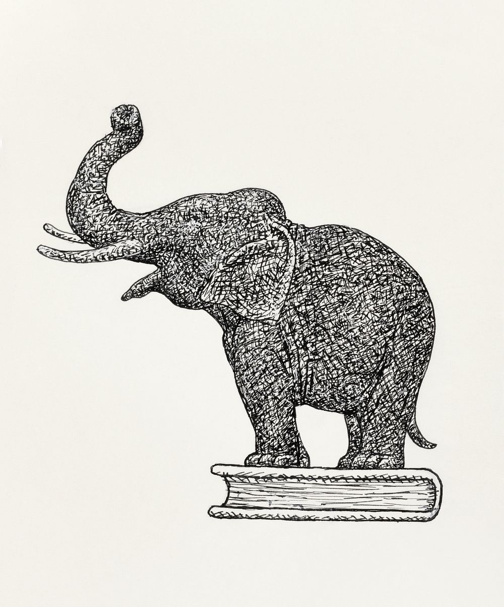 Elephant on a book (1935-1936) drawing by Leo Gestel. Original public domain image from the Rijksmuseum. Digitally enhanced…