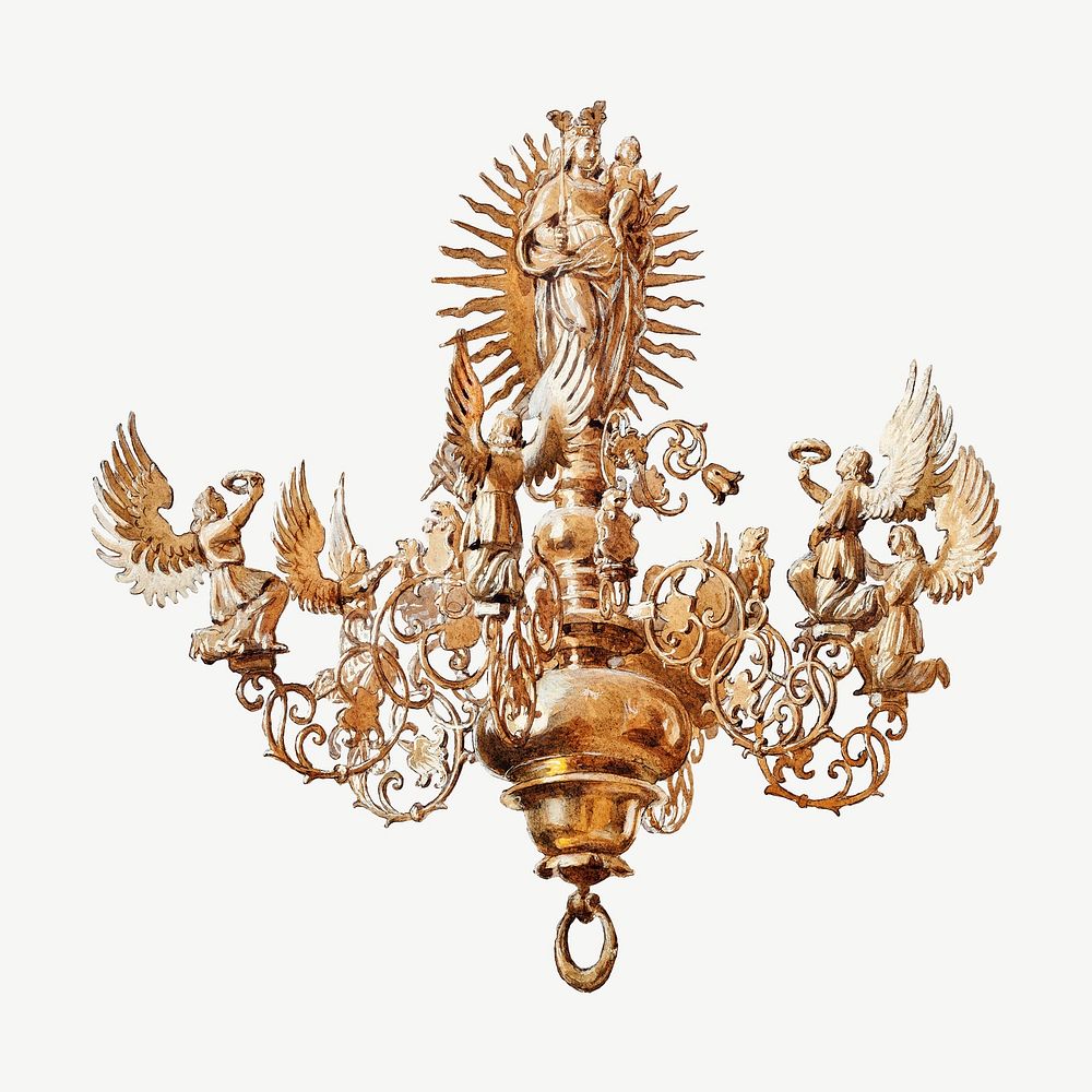 Aesthetic Virgin Mary chandelier psd.  Remastered by rawpixel