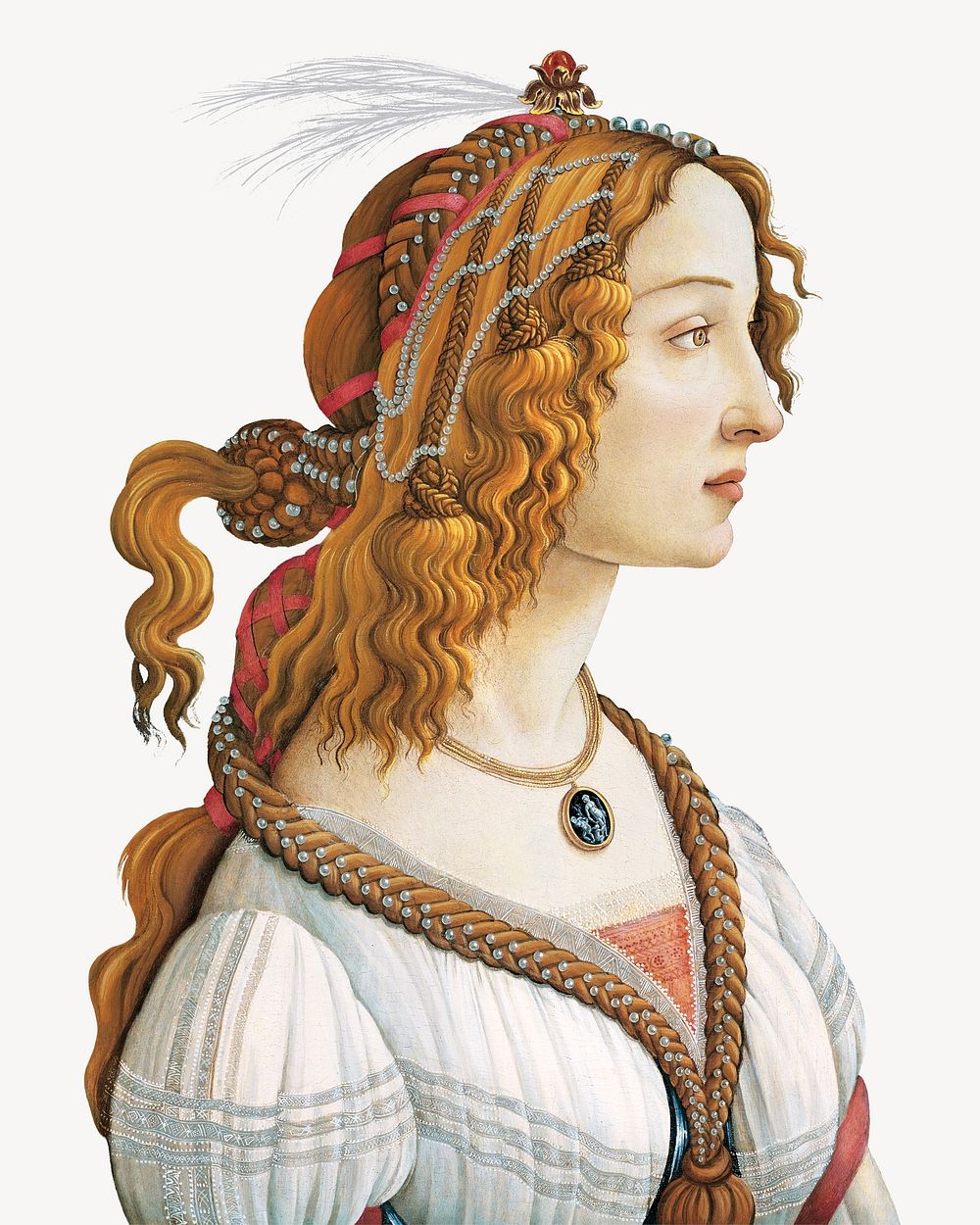 Aesthetic Sandro Botticelli's woman portrait illustration.  Remastered by rawpixel