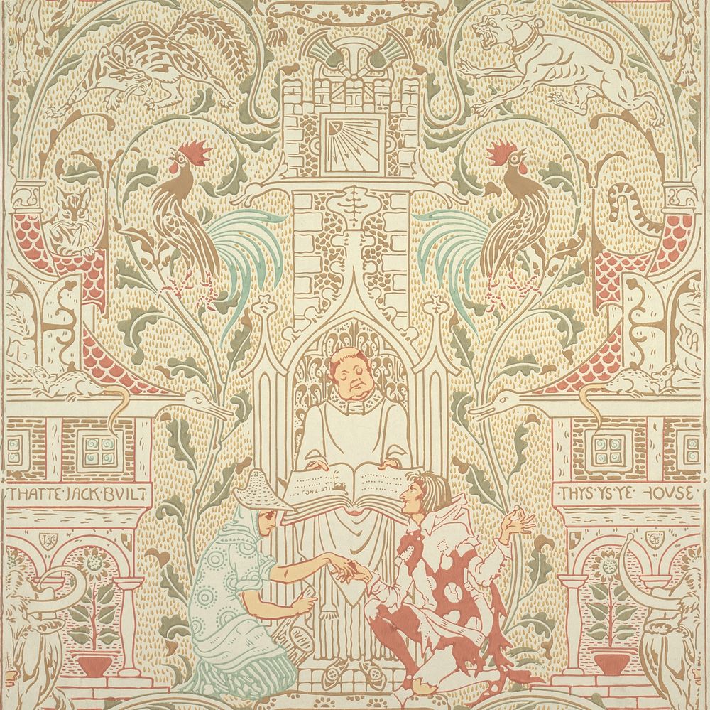 The House that Jack Built (1886) wallcovering in high resolution by Walter Crane.  