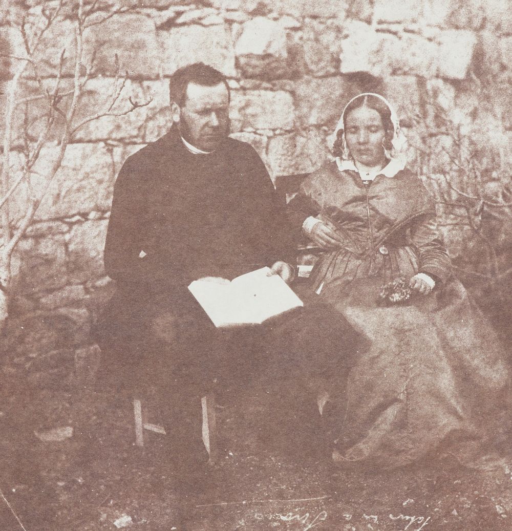 Couple (1840) photography in high resolution by William Henry Fox Talbot.