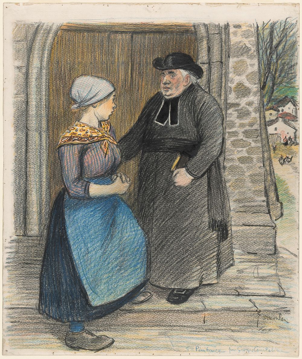 Penitence (1899) print in high resolution by Théophile Alexandre Steinlen.  