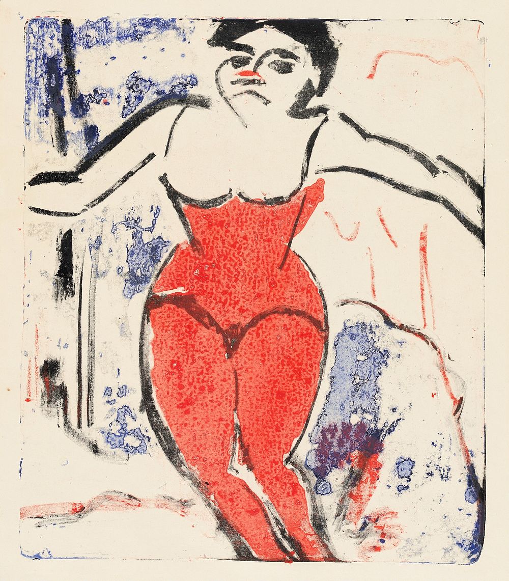 Performer Bowing (1909) print in high resolution by Ernst Ludwig Kirchner.  