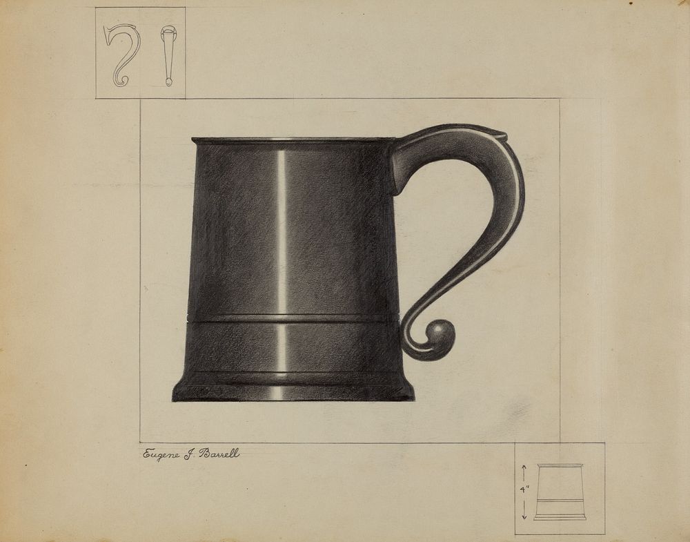 Pewter Mug (ca. 1936) by Eugene Barrell.  