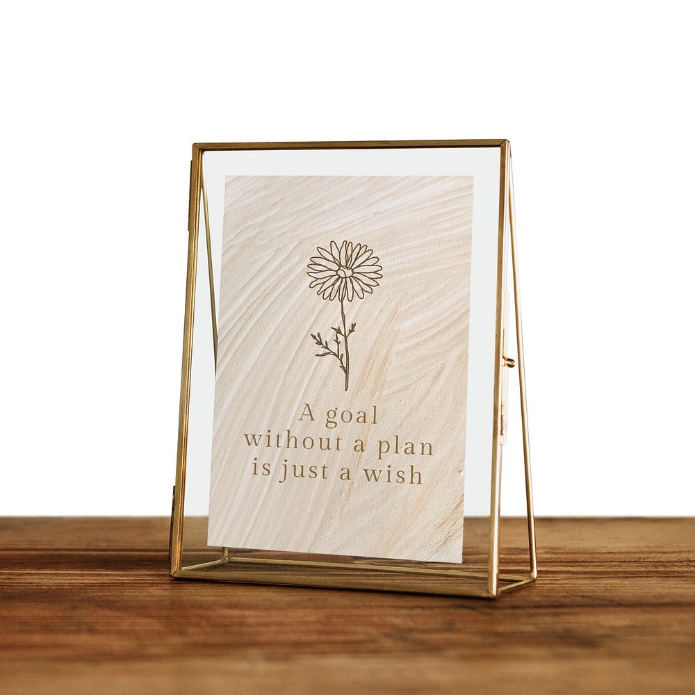 Gold frame mockup psd aesthetic quote, a goal without a plan is just a wish