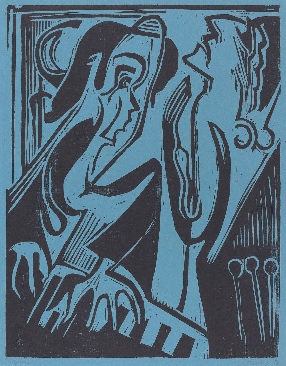 Pianist and Singer (1928) print in high resolution by Ernst Ludwig Kirchner.  