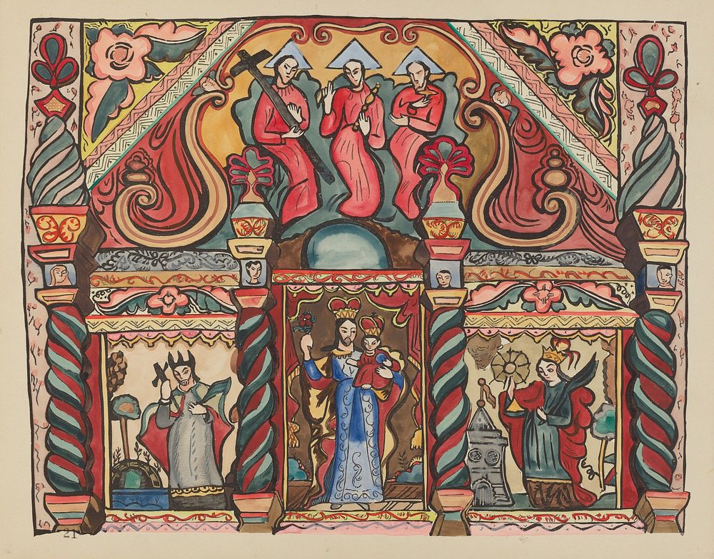 Plate 21: Main Altarpiece: From Portfolio "Spanish Colonial Designs of New Mexico" (1935–1942) by American 20th Century.  