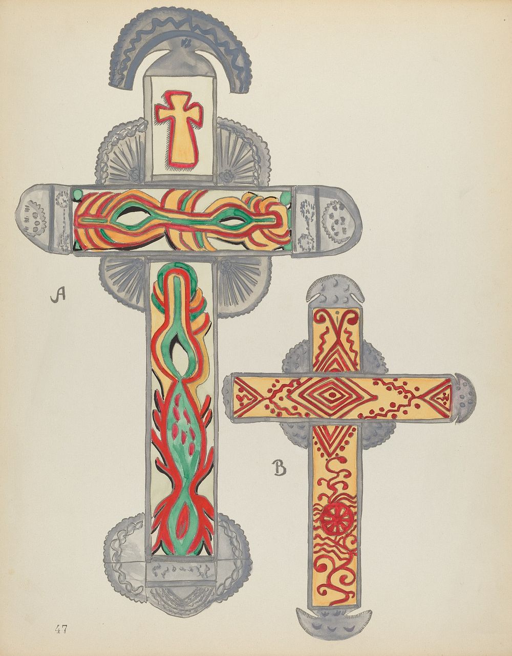 Plate 47: Crosses of Tin: From Portfolio "Spanish Colonial Designs of New Mexico" (1935–1942) from the American 20th Century.