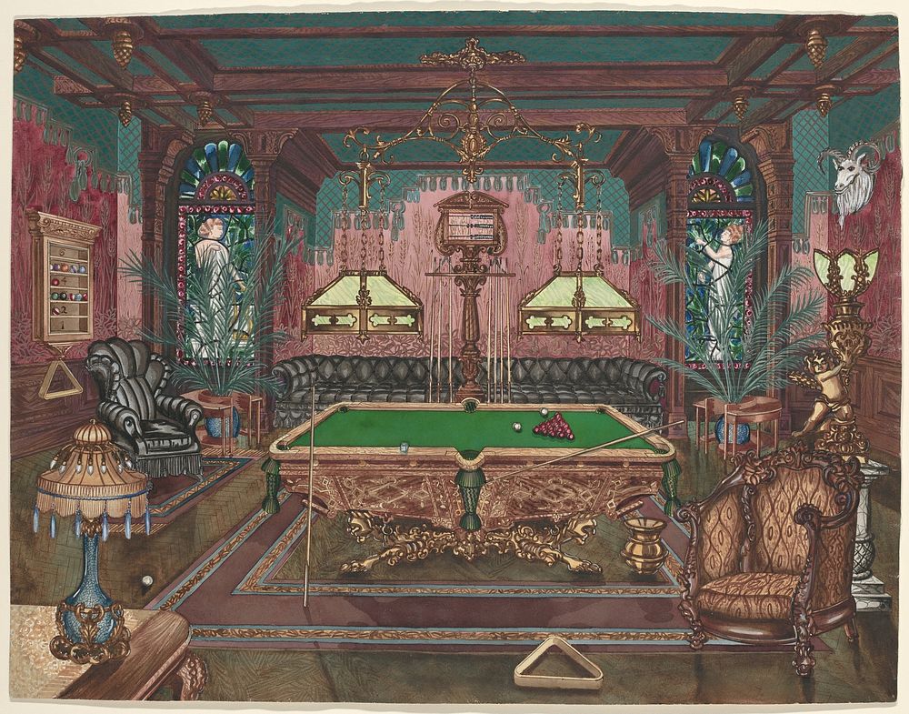 Pool Room (1890, 1935&ndash;1942) by Perkins Harnly.  