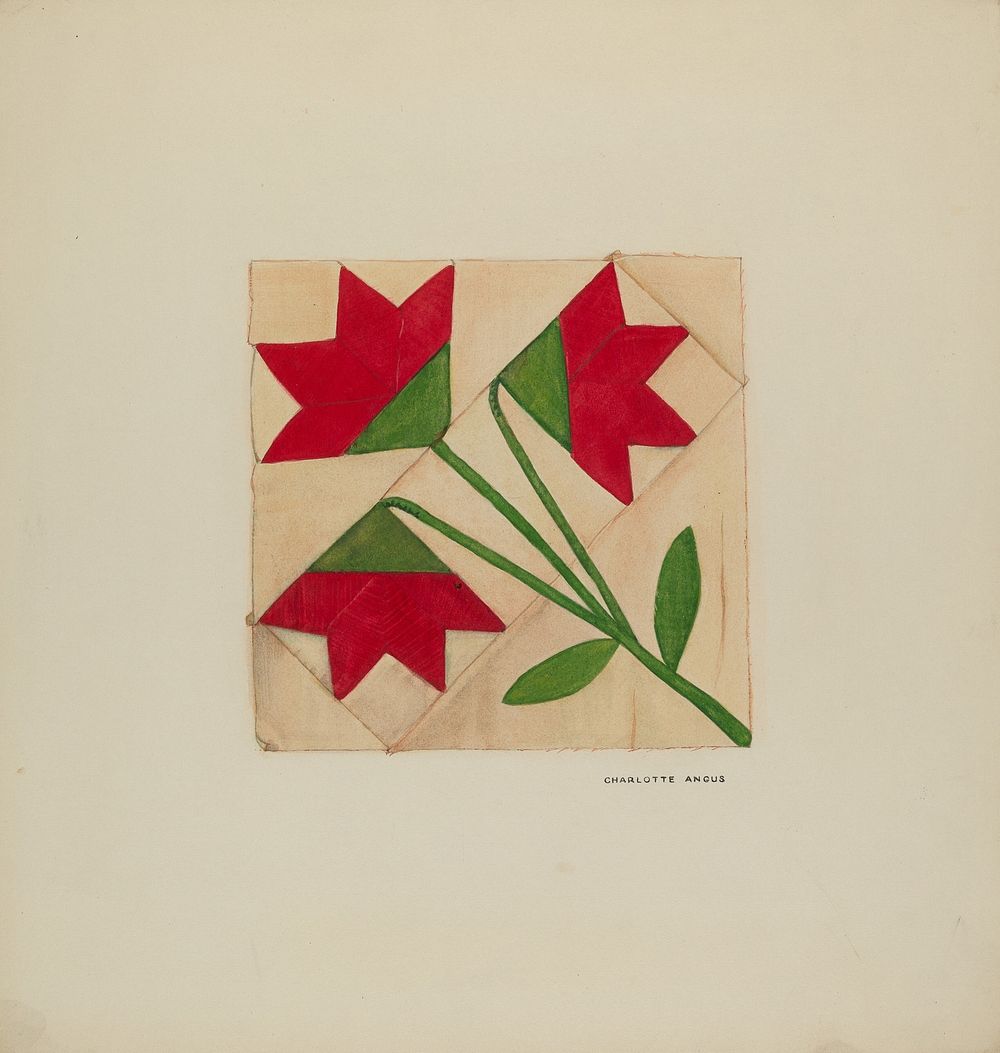Quilt Block Pattern (c. 1937) by Charlotte Angus.