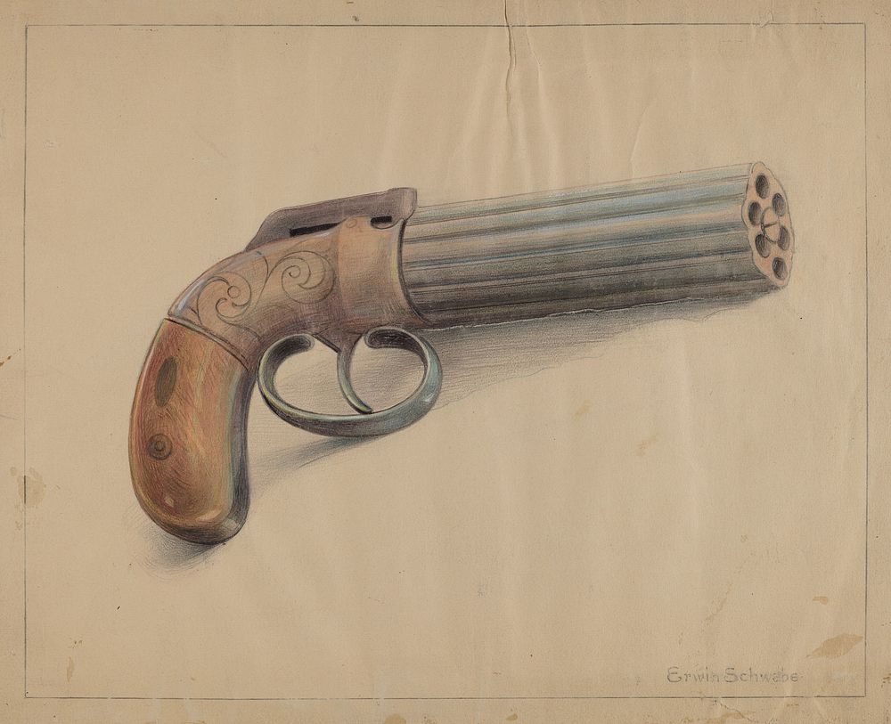 Revolving Pistol (ca.1936) by Erwin Schwabe.  