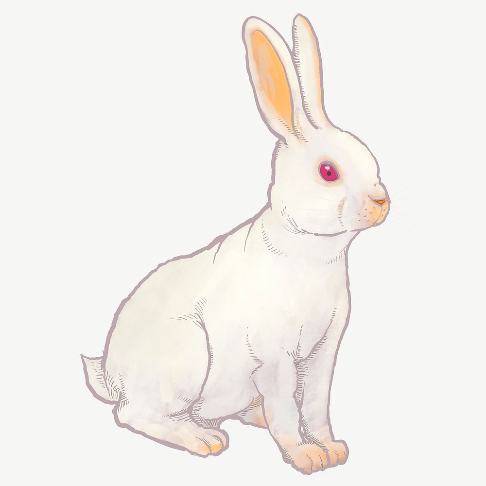 White rabbit, Chinese zodiac animal illustration psd