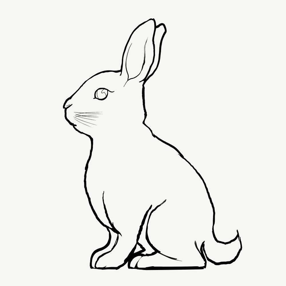 Rabbit, Chinese zodiac animal in line art design psd