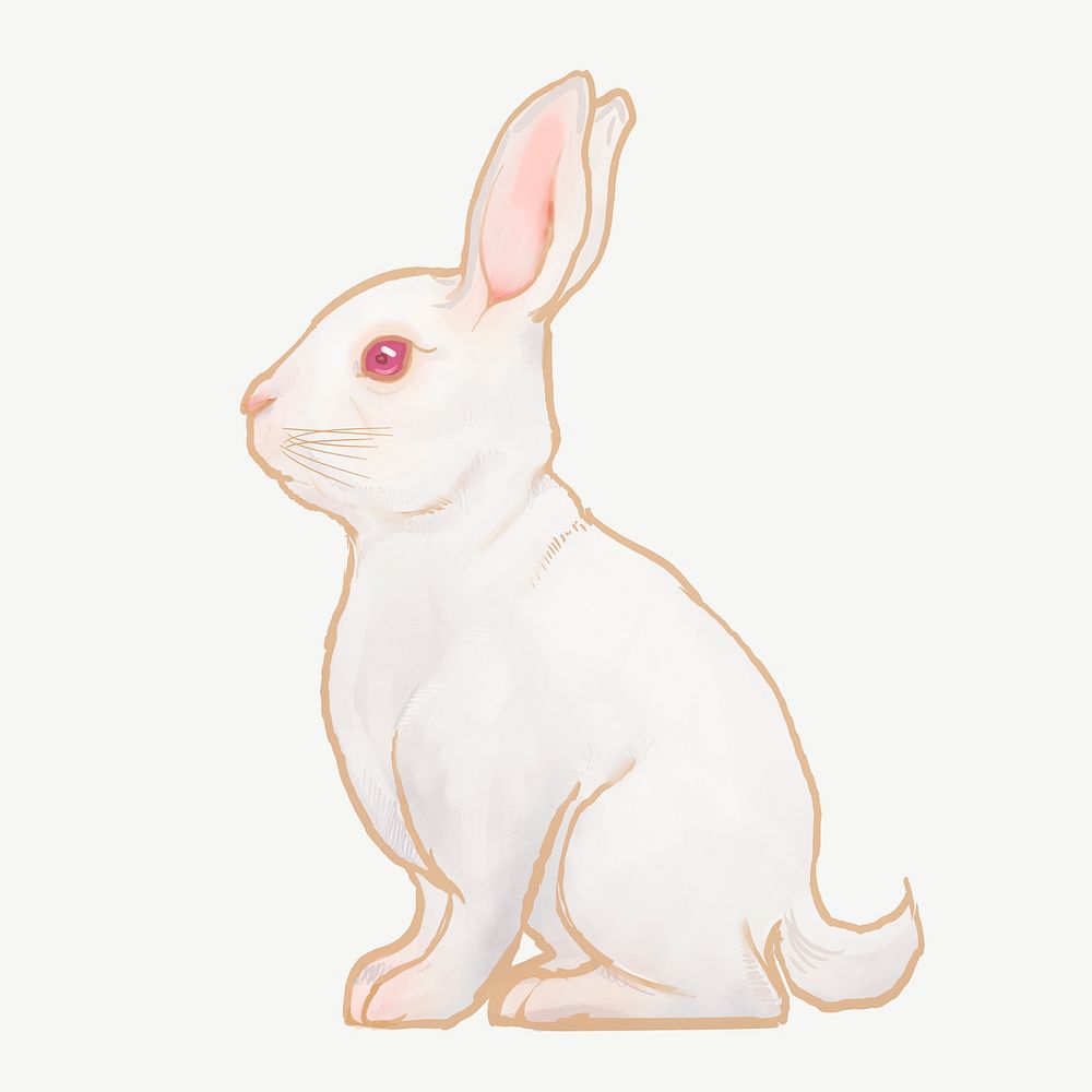 White rabbit, Chinese zodiac animal illustration psd