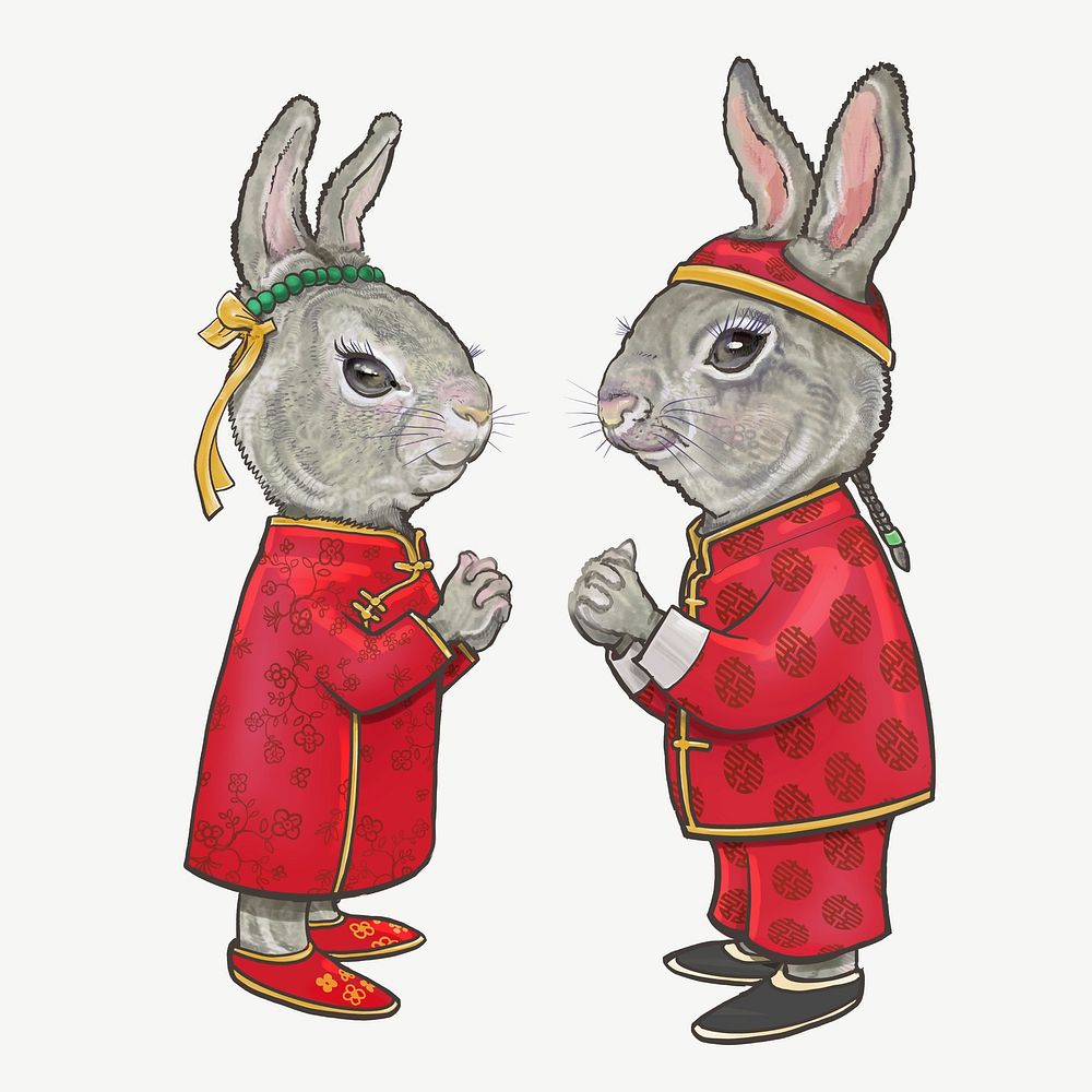 Chinese rabbits animal, 2023 New Year celebration graphic psd