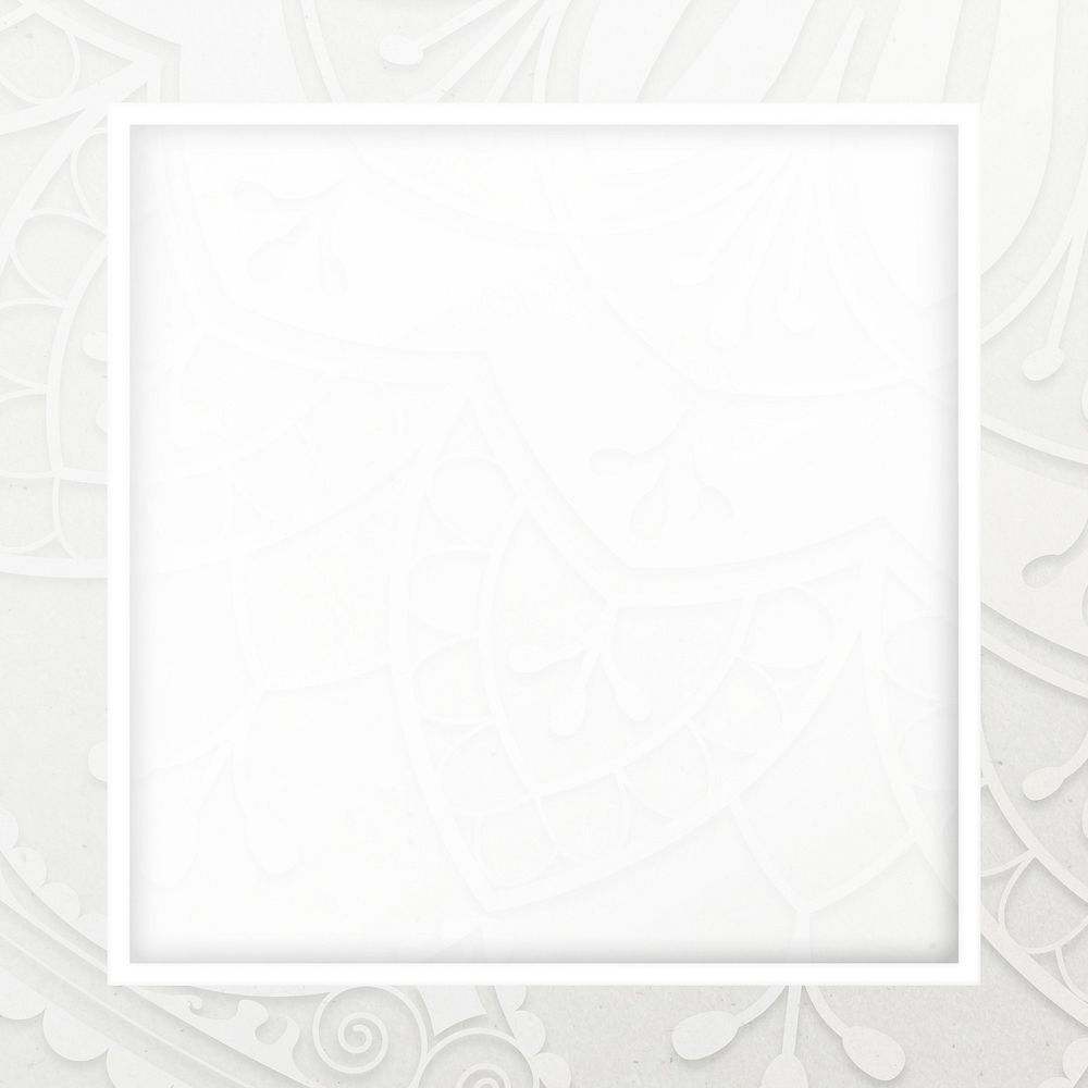 White ornamental frame background, flourish design