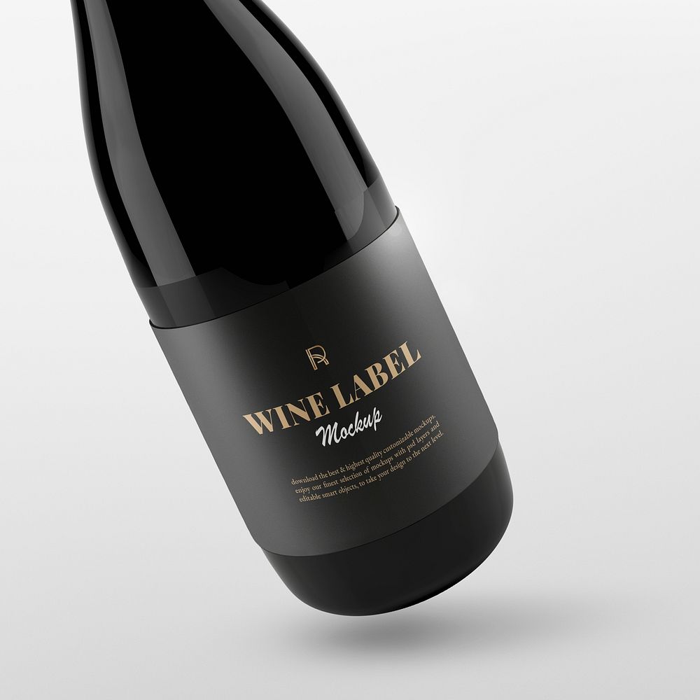 Wine label mockup psd, editable bottle design 
