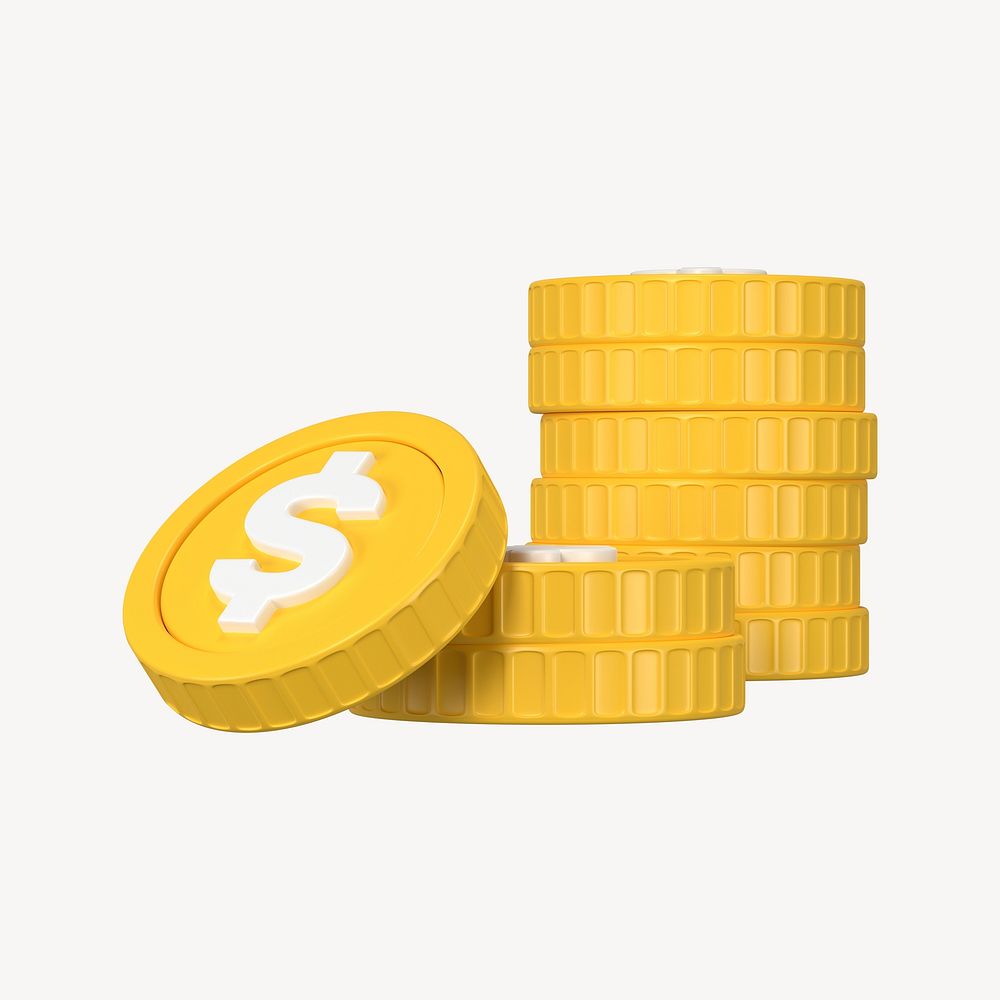 3D dollar coin, money clipart, financial business graphic psd