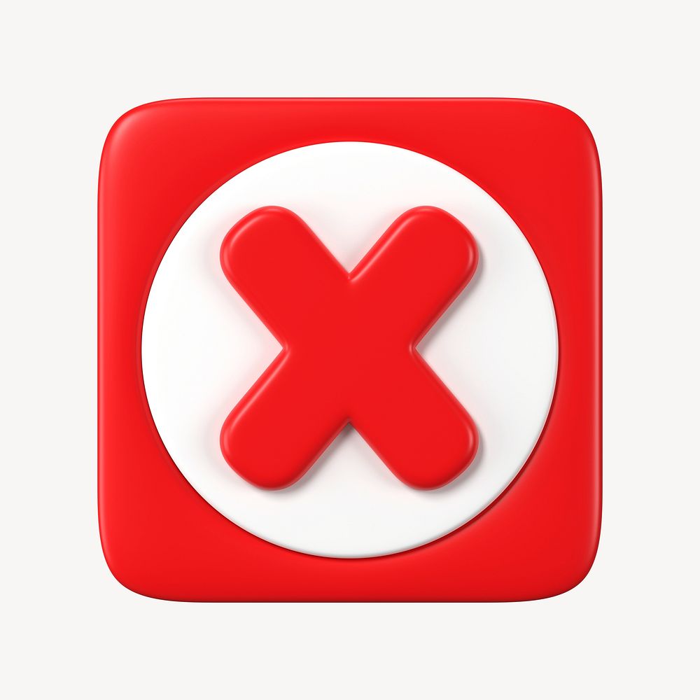 X mark icon, 3D business negation symbol psd