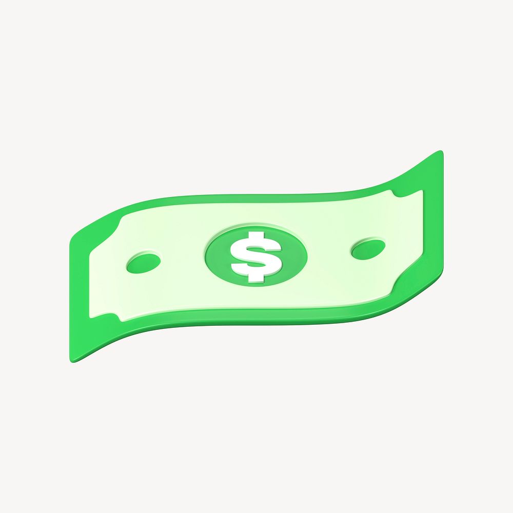 3D dollar bill, money clipart, financial business graphic