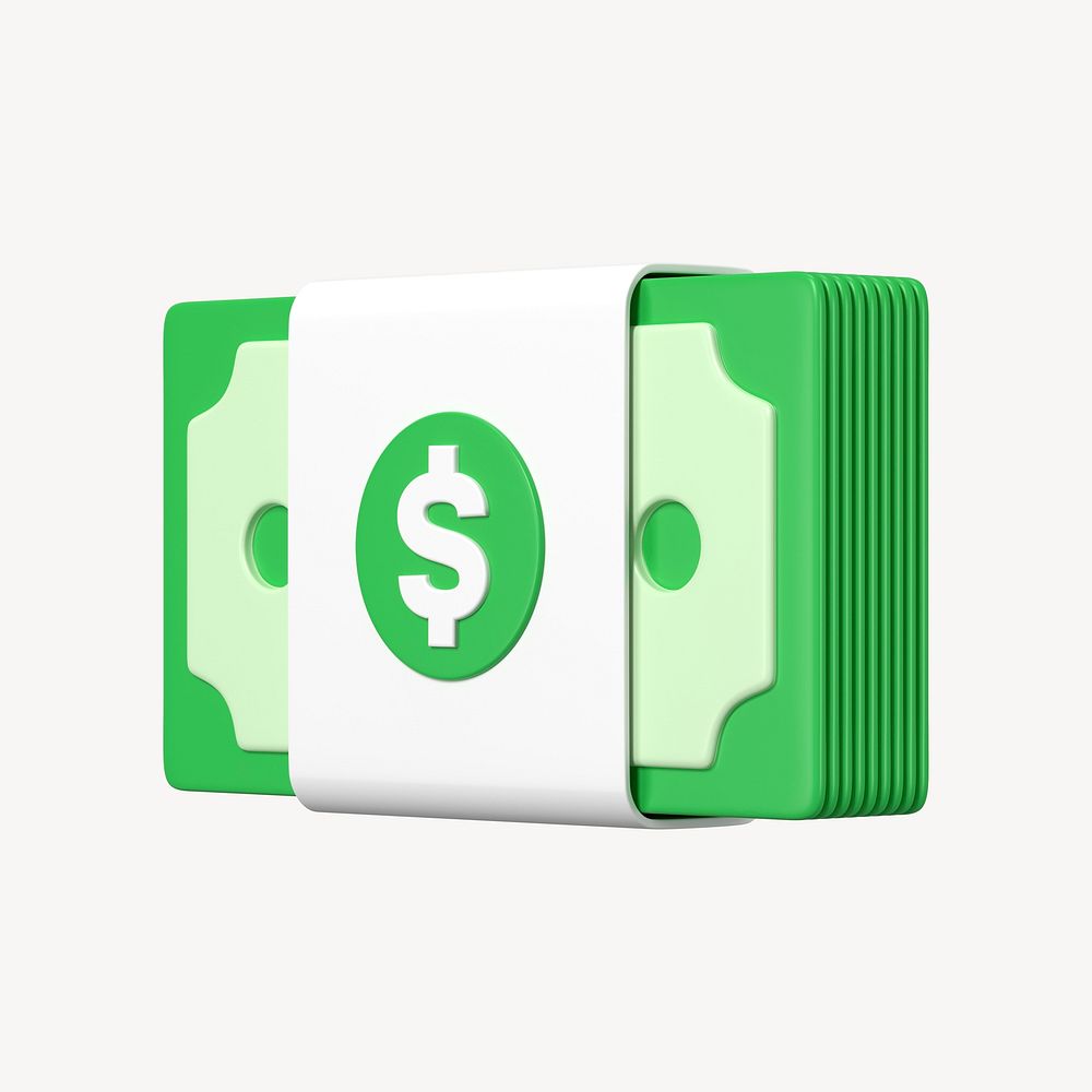 3D dollar bills, money clipart, financial business graphic