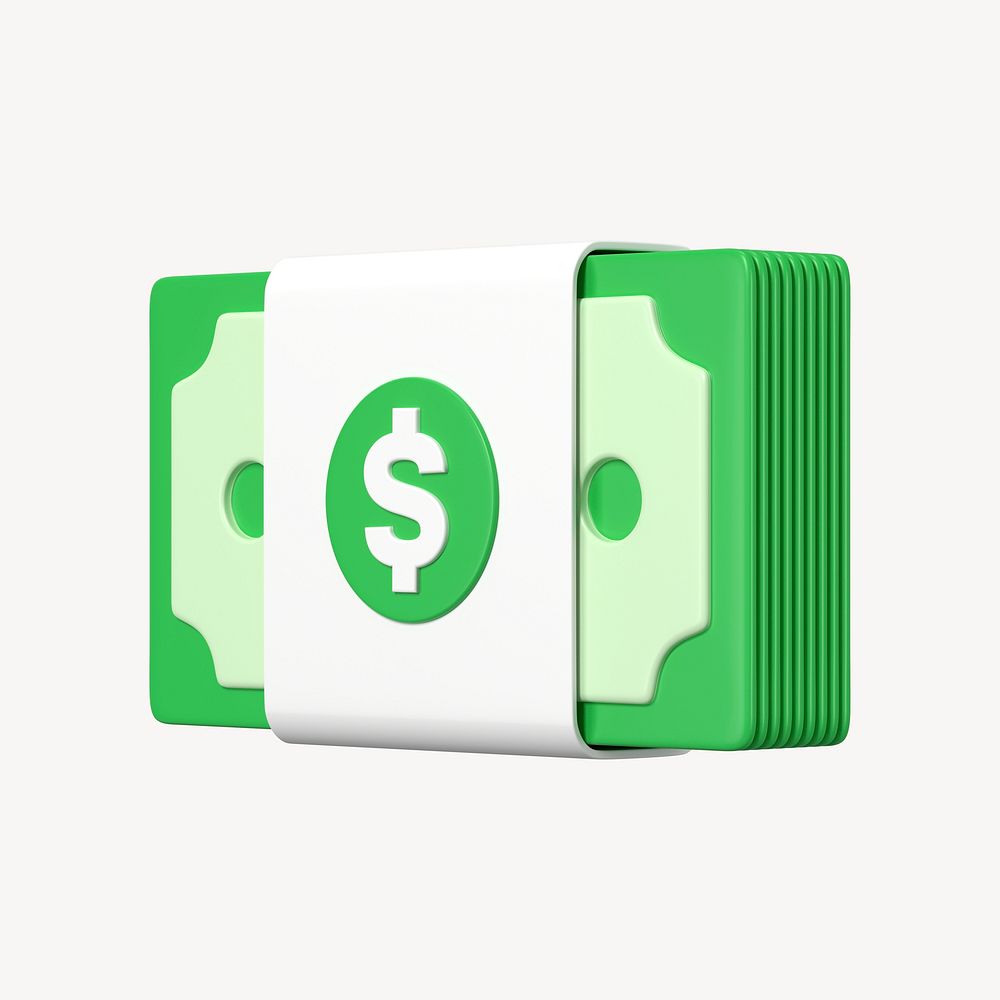 3D dollar bills, money clipart, financial business graphic psd