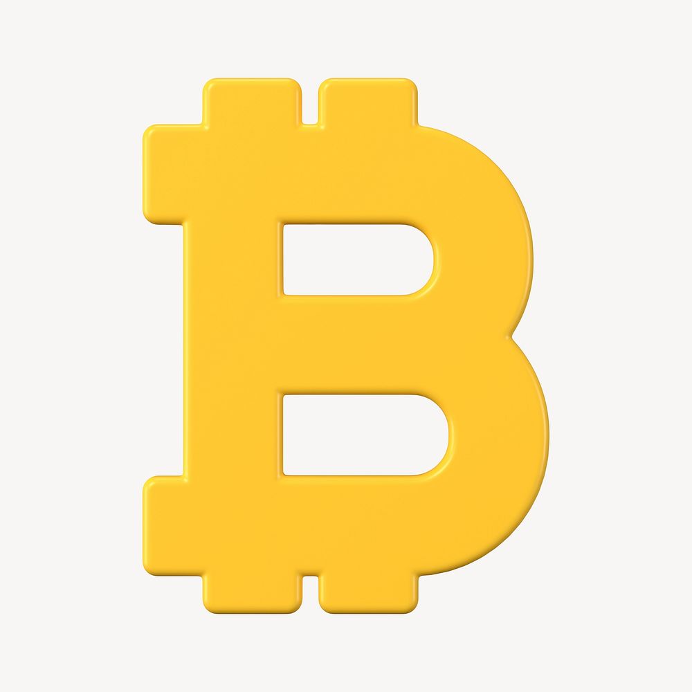 3D Bitcoin blockchain cryptocurrency icon, open-source finance psd