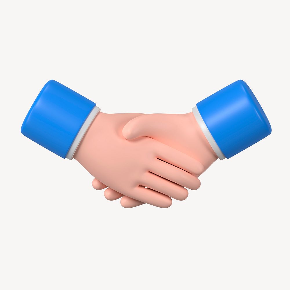 3D handshake clipart, business partnership graphic