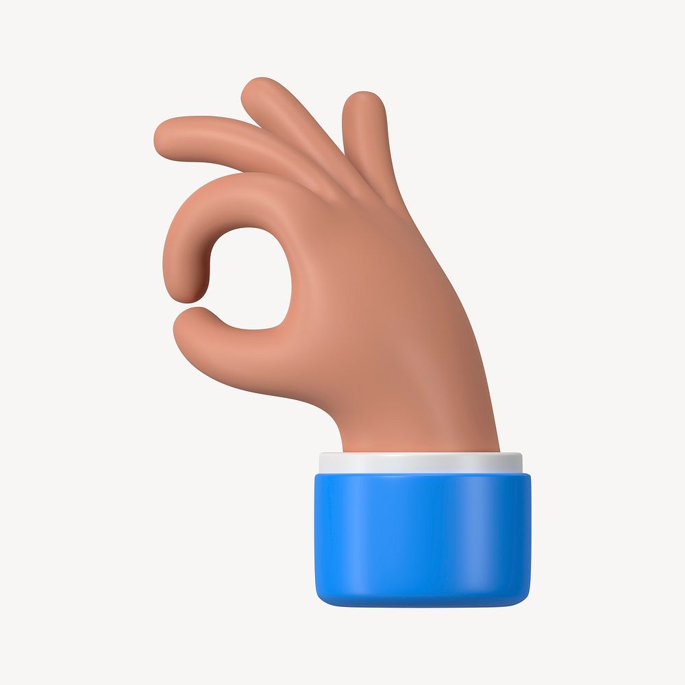 Businessman's OK hand, 3D gesture illustration psd