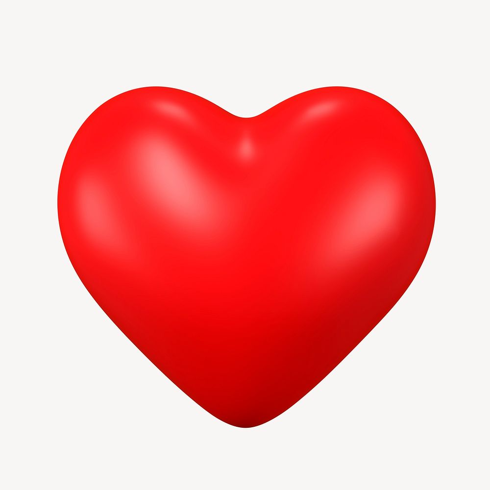 3D heart shape sticker, love, red Valentine's day graphic psd