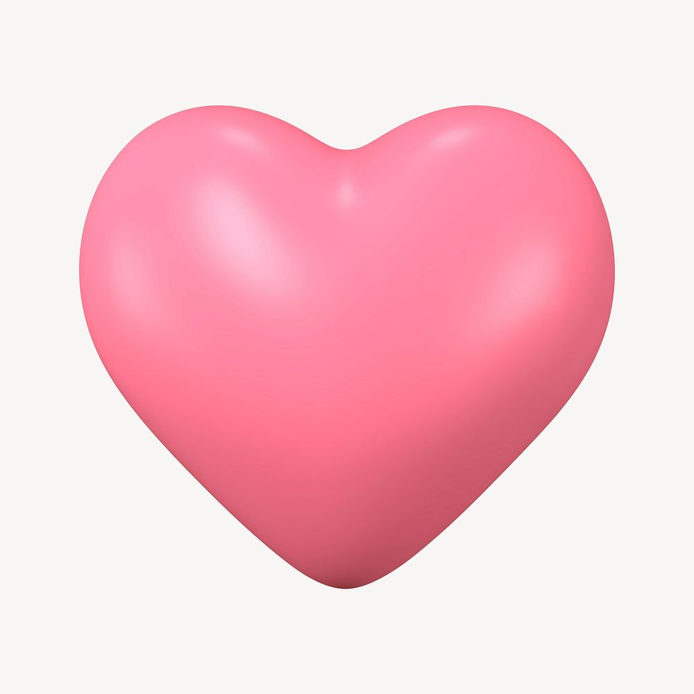 3D heart shape sticker, love, pink Valentine's day graphic psd