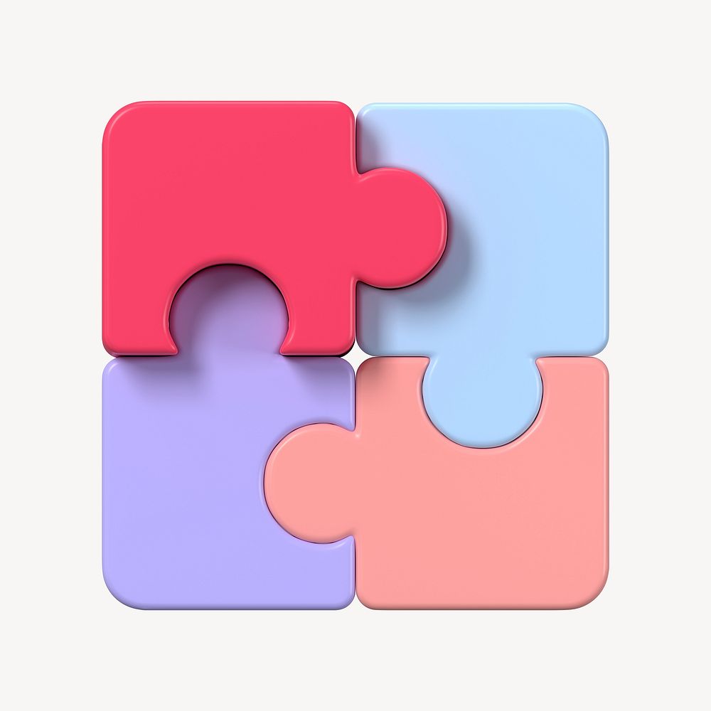 Jigsaw clipart, 3D business teamwork symbol