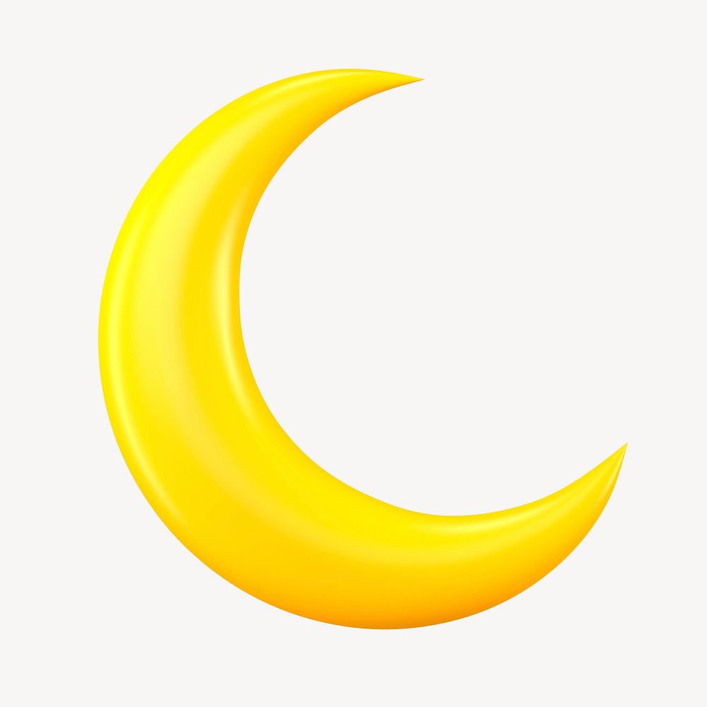 3D crescent moon clipart, aesthetic illustration