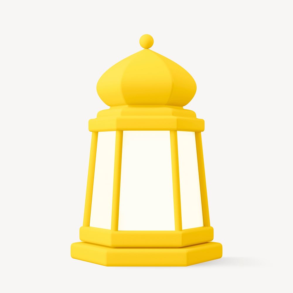 3D Ramadan lantern clipart, gold object illustration psd