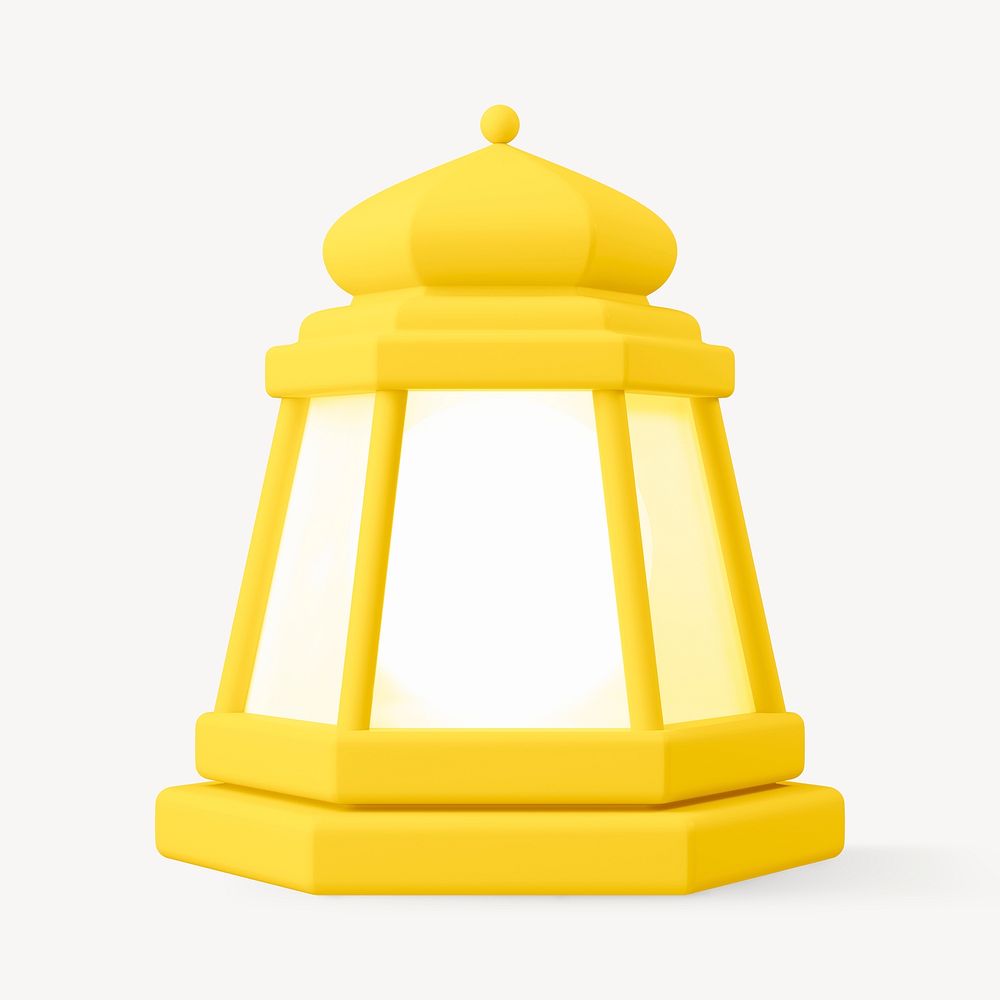 Gold lantern 3D sticker, Ramadan symbol illustration psd