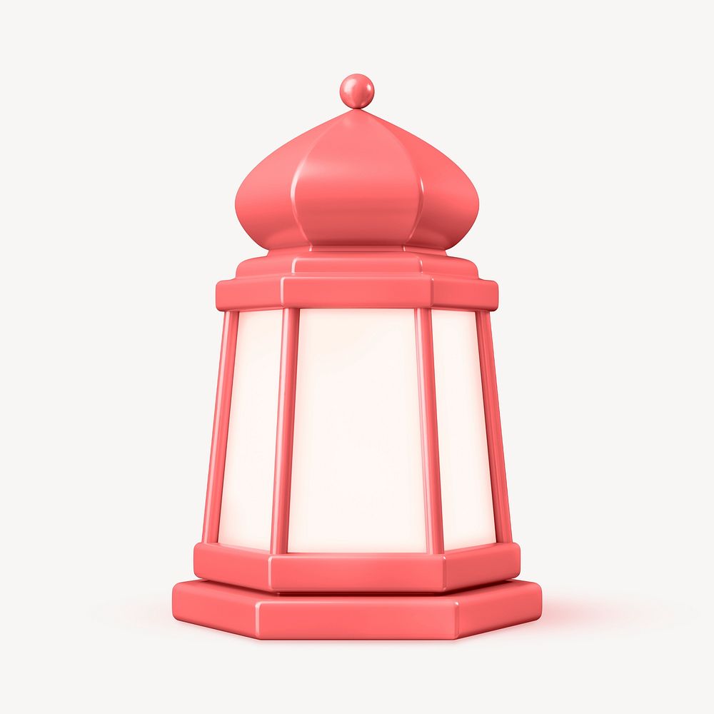 3D Ramadan lantern clipart, pink object illustration
