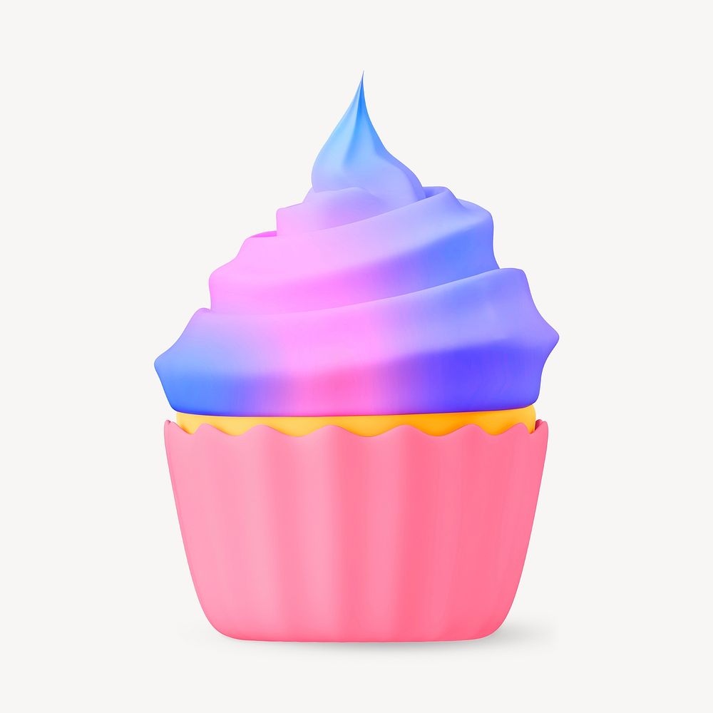 Cute cupcake, 3D dessert illustration