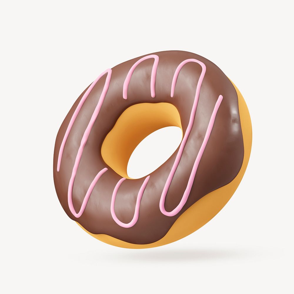 Chocolate donut clipart, 3d food graphic