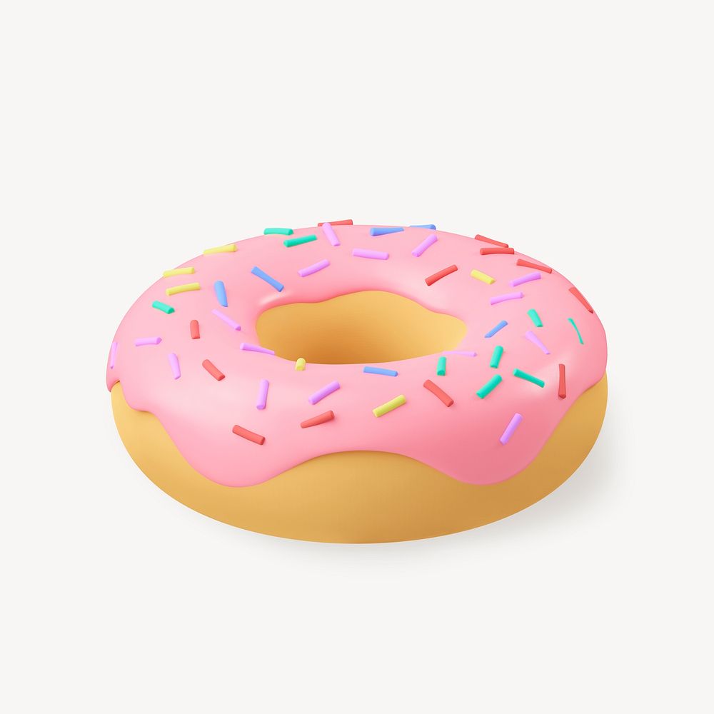 Donut design element, food 3d clipart psd