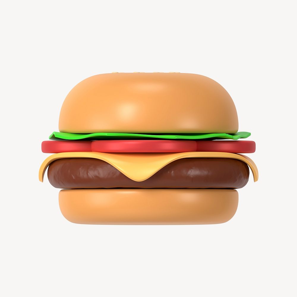 Hamburger clipart, 3d food graphic