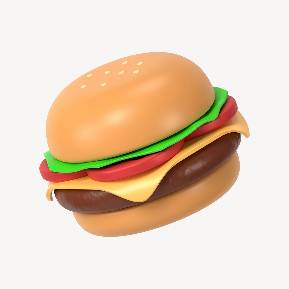 Hamburger design element, food 3d clipart psd