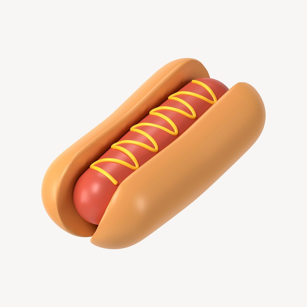 Hot dog design element, food 3d clipart psd