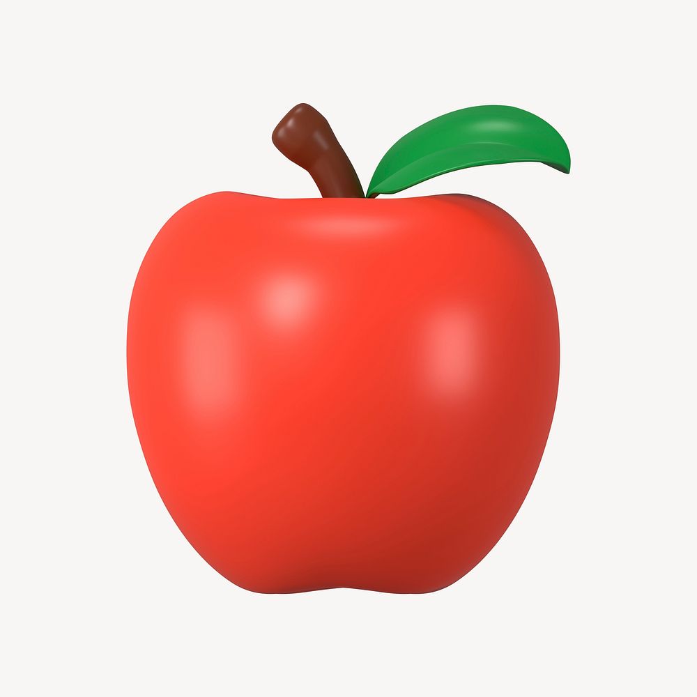 Red apple design element, fruit 3d clipart psd