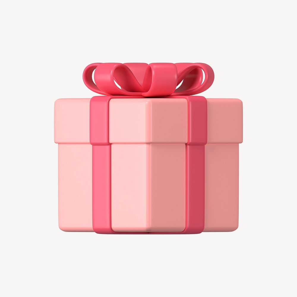 Pink gift box clipart, 3d birthday graphic psd